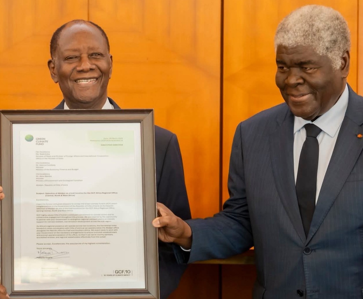 CÔTE D’IVOIRE : L'ÉTAT DE CÔTE D’IVOIRE ABRITERA LE SIÈGE AFRIQUE DU FONDS VERT POUR LE CLIMAT